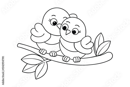 Love bird coloring page, Love bird outline 