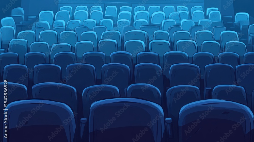 Obraz premium Empty theater seats in a dark blue gradient