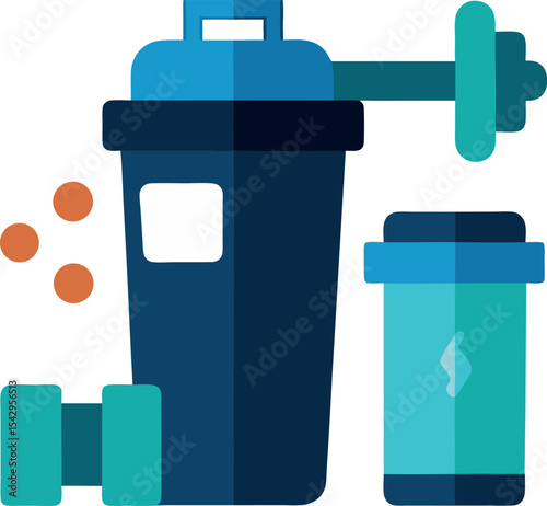 flat vector image of fitness gear including dumbbe.eps