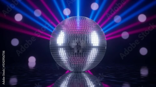 Вazzling disco ball reflects vibrant colors in dark environment, surrounded by glowing orbsю energetic ambiance perfect for parties and celebrations, capturing the spirit of nightlife and fun