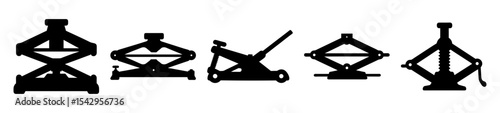 Illustrative Image Displaying Various Types of Vehicle Jacks in Black Silhouette