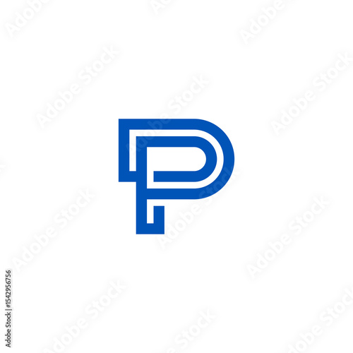 Blue Letter P Logo Modern Brand Identity Design