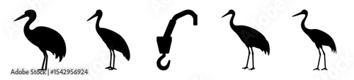 An Image Featuring Silhouettes of Cranes Interrupted by a Singular Crane Hook