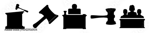 Silhouettes of Legal Symbols Representing Law, Courts, Justice, and Legal Processes