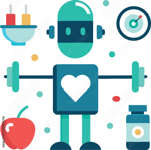 smart gym setup with wearable devices  ai robot  a.eps