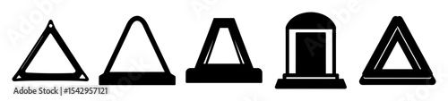 Black and white illustration of various triangle and rectangular shapes on white