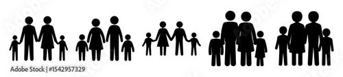 Black and white image showing the variations of family sizes and structures