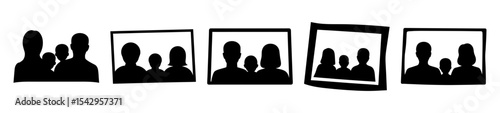 Silhouette Family Photographs in Frames Representing Memories and Shared Experiences