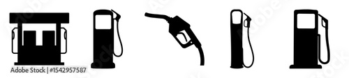 Black and White Gas Pump Silhouettes in a Variety of Styles