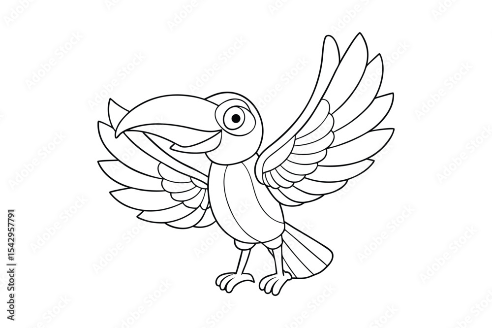 Obraz premium Tropical Bird coloring page , Black Tropical Bird outline vector bundle