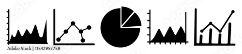 Different types of graphs including line graphs, bar graphs and pie charts