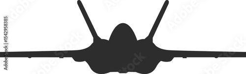 Icon of the Turkish TAI Kaan fighter jet front view, icon of the TAI Kaan silhouette in black.