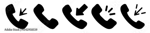 Set of handset phone icons with arrows indicating incoming calls