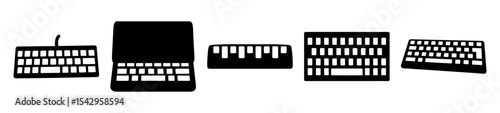 Stylized black and white keyboard collection for tech enthusiasts and typists alike