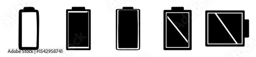 Different levels of battery life illustrated with stylized black and white icons