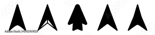 Collection of Black Upward Pointing Arrow Navigation Icons on a White Background