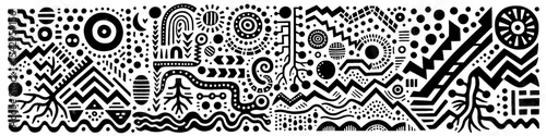 Hand‑Drawn Root Illustration, Tribal Earth Folk Art Pattern Vector for Nature and Botanical Adventure Themes Design