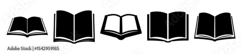 Collection of Black Open Books Represents Education, Learning and Literature Concepts