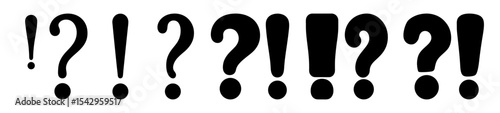 Various combinations of exclamation marks and question marks displayed in black color