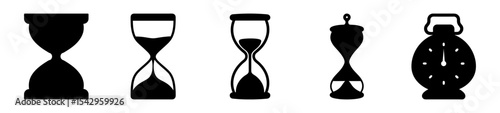 Silhouetted Timepieces A Collection of Five Distinct Clock Designs in Vector Format