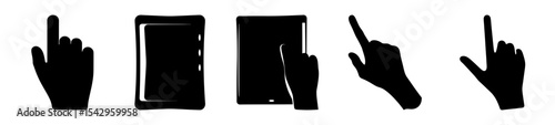 Hands interacting with digital devices illustrating touchscreen technology and human interface