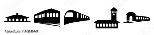 Architectural Icons a Silhouette of Various Structures and Modes of Transport