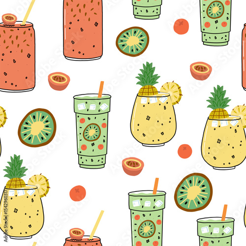 Cocktail glass drink bright seamless pattern. Alcohol cocktail drink party background. Vector illustration