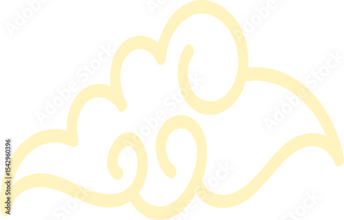Chinese Cloud Line Art Elements