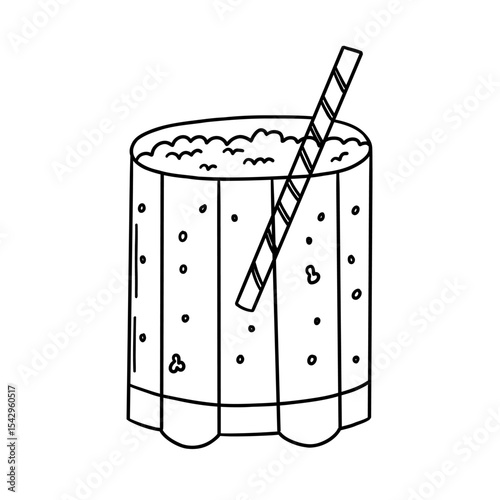 Summer glass drink sparkling cocktail. Cocktail fruit beverage juice for menu. Doodle sketch vector illustration