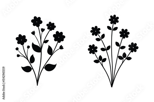 Tiny flower silhouette  vector bundle  illustration 
