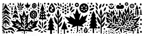 Hand‑Drawn Maple Leaves Illustration, Tribal Autumn Folk Art Pattern Vector for Nature and Seasonal Adventure Themes Design