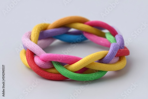 Wallpaper Mural Braided hair tie with vibrant colors on a smooth light background Torontodigital.ca