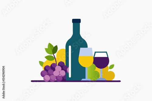 bottle of wine and grapes