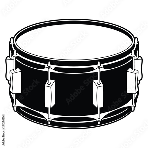 Black And White Snare Drum Graphic Illustration drumset percussion