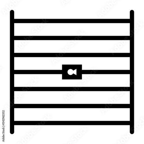 Jail icon vector design. Jail sign. Prison icon design vector symbol isolated on white background. Metal cage with bars and lock. Crime justice icon. 