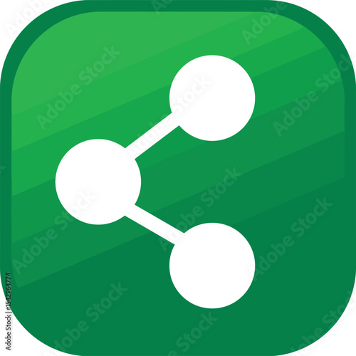 Sharing Symbol: A crisp and modern digital representation of a share symbol against a clean, stylized green background, perfect for enhancing user interface and communication themes.