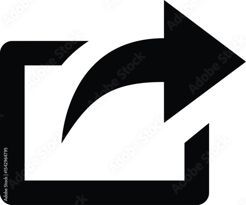 Share Icon: A simple and clean design of a share icon, rendered in a stark black, signifies the act of sharing, connecting, and spreading information. 