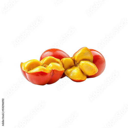 Delicious achachairu: The image depicts delicious achachairu a tropical fruit of Bolivia with a smooth, orange-red rind and sweet, tangy white pulp.