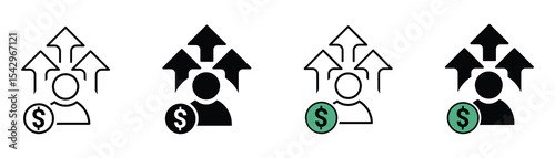 Salary increase  icon design concepts. Salary increase  icon set collection , Pay Raise Icon , vector illustration . 