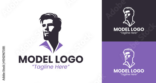 Modern Model Logo in Purple and Black for Branding and Fashion Design