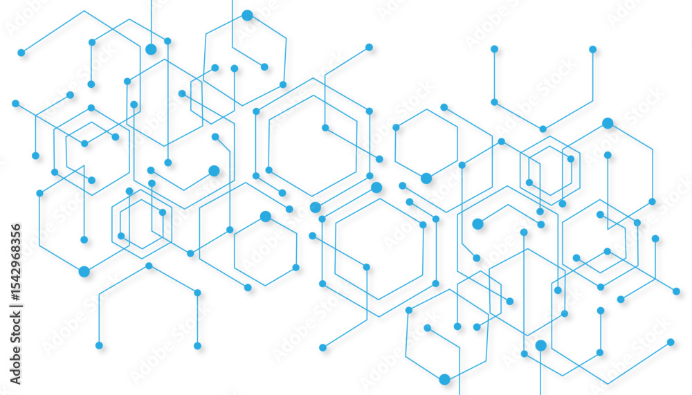 Obraz premium Technology blue hexagon diagram concept. High-tech hexagon geometric connection system.Vector abstract technology on a white background.