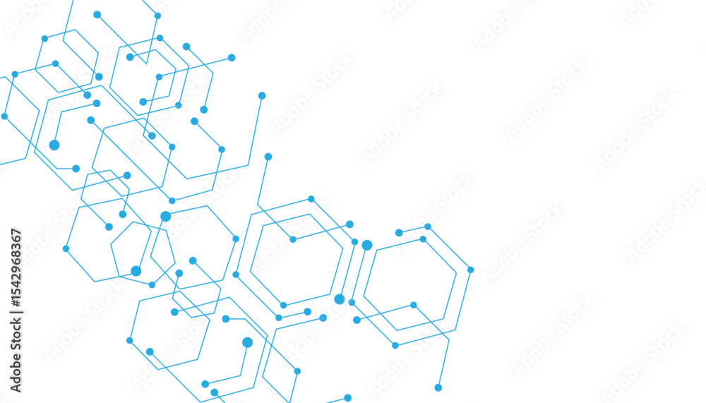 Obraz premium Technology blue hexagon diagram concept. High-tech hexagon geometric connection system.Vector abstract technology on a white background.