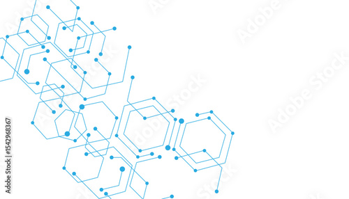 Technology  blue hexagon diagram concept. High-tech hexagon geometric connection system.Vector abstract technology on a white background.