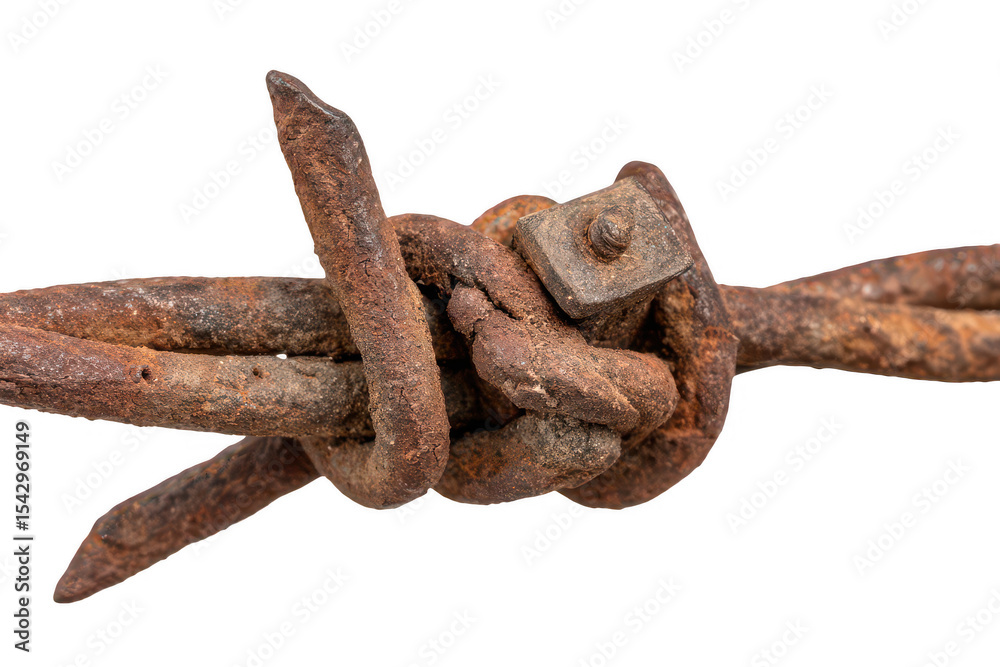 Obraz premium Rusty barbed wire knot close-up