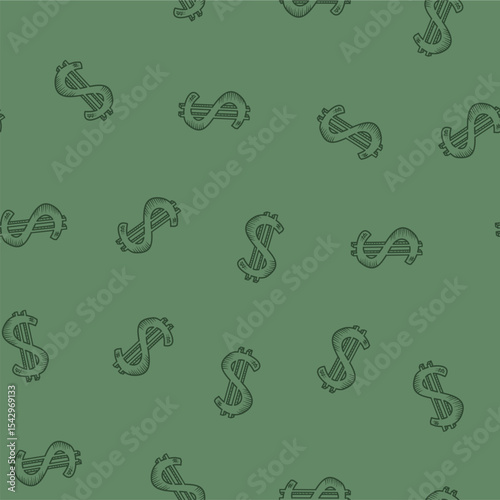 Dollar pattern background. Dollar Doodle seamless pattern background. US dollar pattern background. Seamless pattern of the symbols of dollar currency background.
