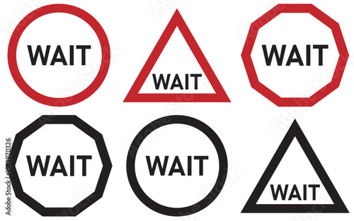 Red and Green Stop and Go Signs  Flat Style Traffic Symbol Vector Set