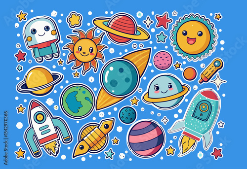 space cosmonaut planets sun earth rockets 