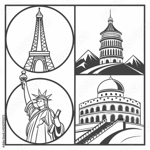 Iconic World Landmarks Mountaintop Pagoda