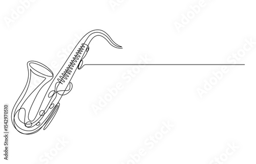 Saxophone instrument musical one continuous line art drawing