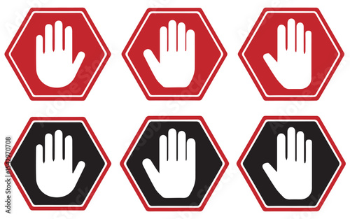 Red and Green Stop and Go Signs  Flat Style Traffic Symbol Vector Set